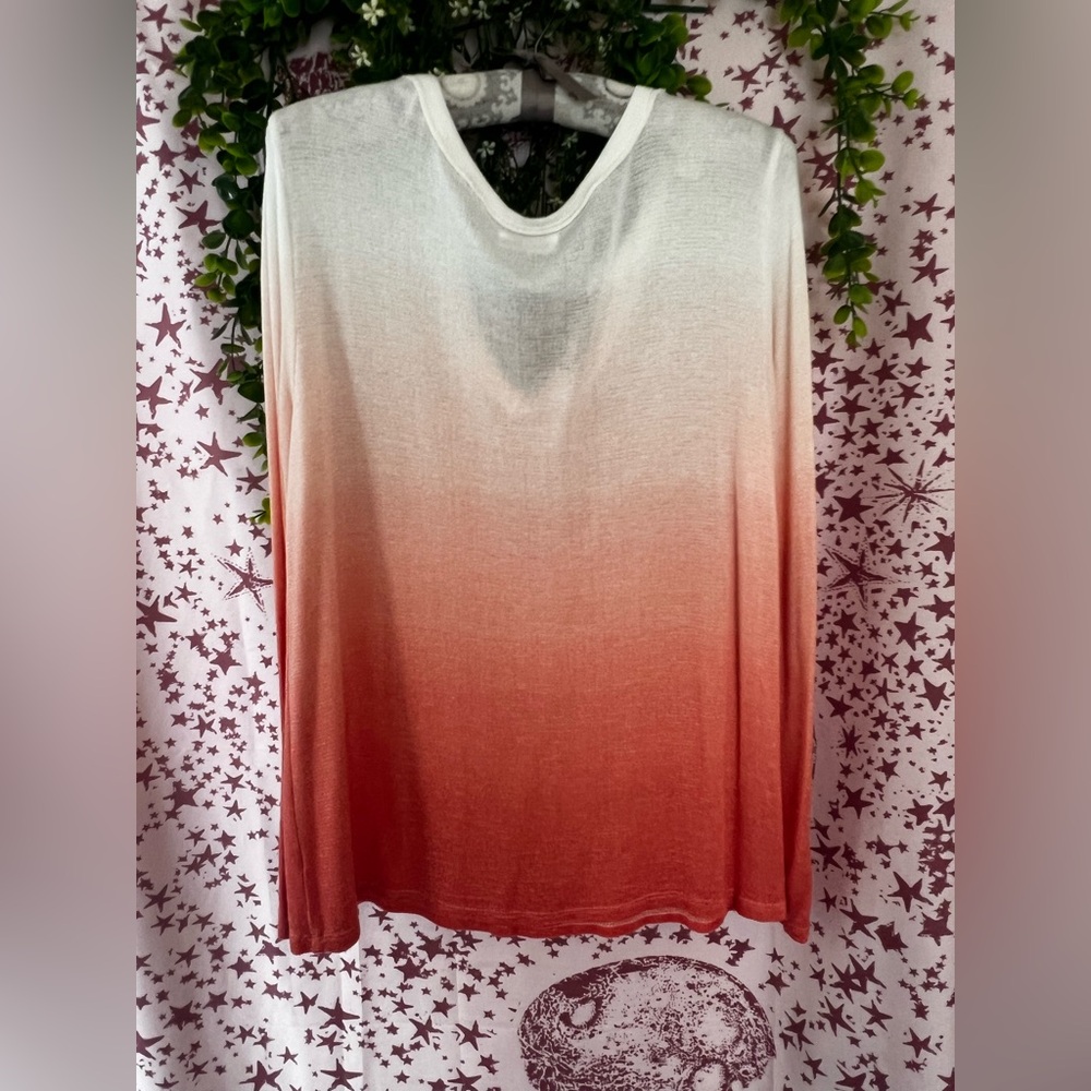 Maurices Women's Ombré Long-Sleeve Top - Coral to White - Picture 4 of 4